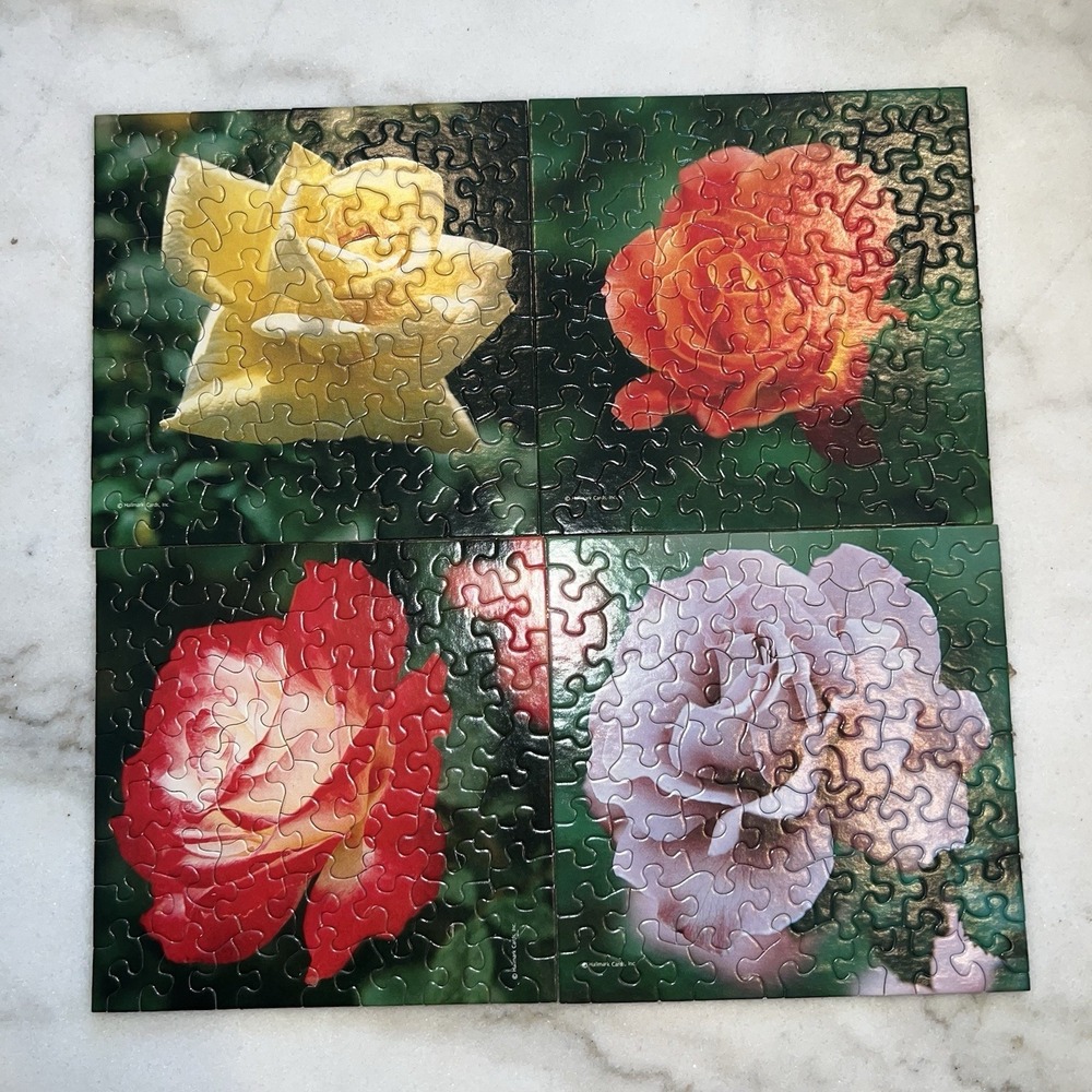 Vintage Springbok Multi Puzzle‎ A Quarter of Roses Complete Hallmark Mini 4 in 1